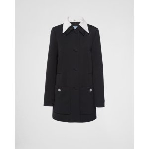 프라다 카라 싱글 브레스트 울 새틴 코트 P698Q 477 F0002 S OOO