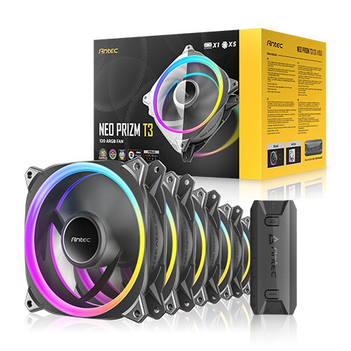 Antec Neo PRIZM T3 120 PWM ARGB (컨트롤러/5팩, 블랙)_이미지