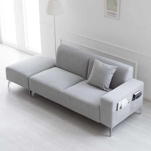 에보니아 루이 아쿠아스웨이드텍스 패브릭 소파 3인용 (스툴포함)_이미지