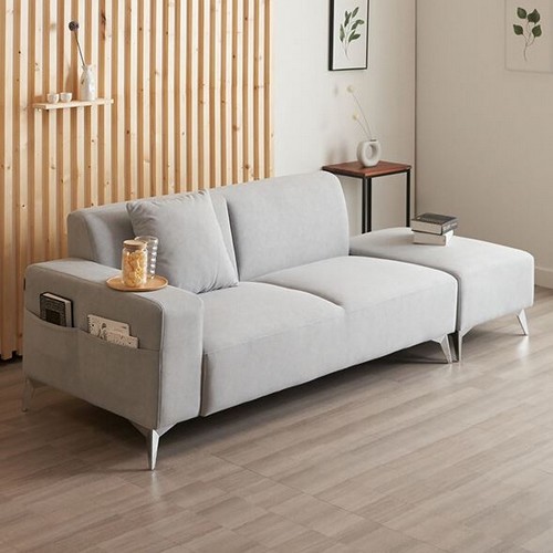 에보니아 루이 아쿠아스웨이드텍스 패브릭 소파 3인용 (스툴포함)_이미지