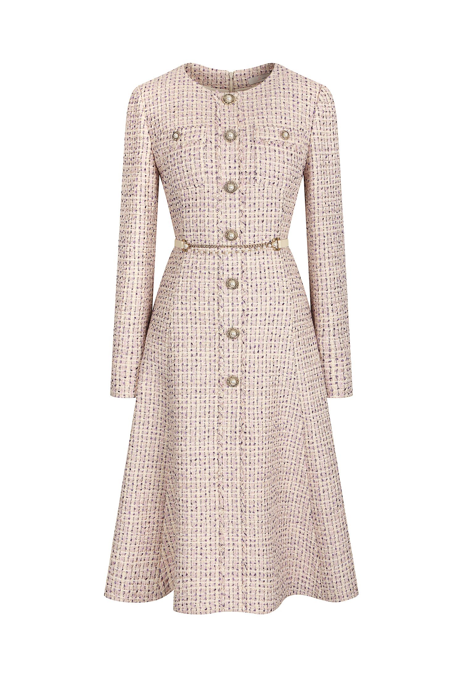 제이제이 지고트 버튼 플레어 트위드 원피스 GMCA0OP59_이미지