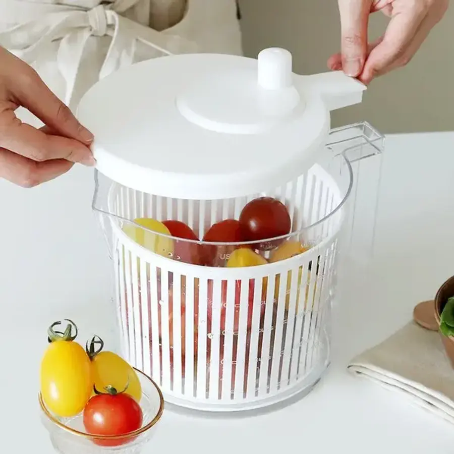 리본제이 콤팩트 만능 야채 탈수기 핸들 손잡이형 2.5L