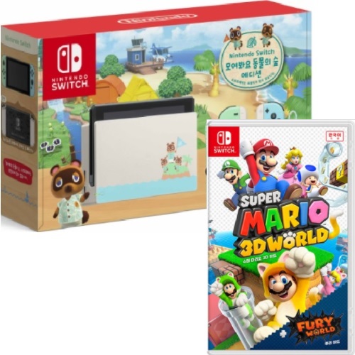 Nintendo 닌텐도 스위치 동물의 숲 에디션 4인용 게임 패키지 (슈퍼 마리오 3D 월드)