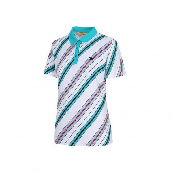 마코 여성 사선 패턴 카라 반팔 티셔츠MMW2TS82 930357_이미지