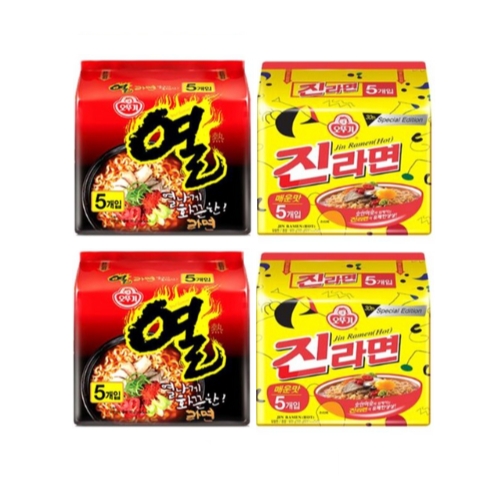 오뚜기 열라면 120g x 10개 + 진라면 매운맛 120g x 10개