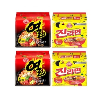 오뚜기 <b>열</b><b>라면</b> 120g x 10개 + 진라면 매운맛 120g x 10개