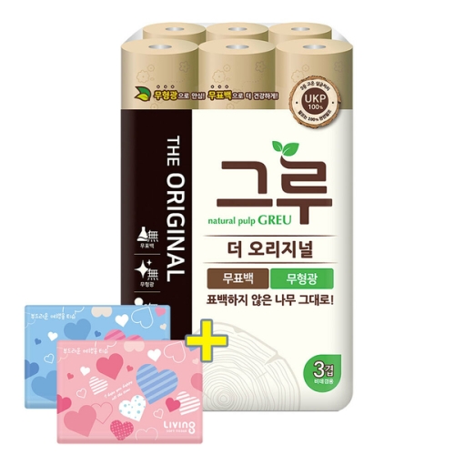 삼정펄프 그루 더 오리지널 30m (30롤) + 여행용티슈 40매*2팩 세트
