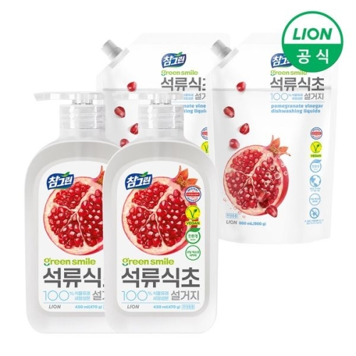 참그린 석류식초 470g (450ml) + 리필 900g (860ml) (본품2개+리필2개)_이미지