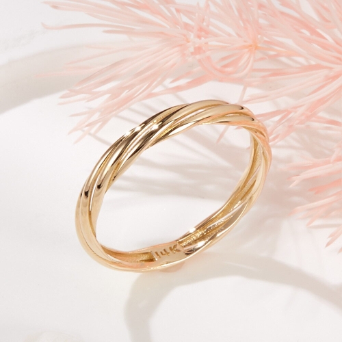 비앤비골드 14K 사선 꼬임 웨이브 올밴드 반지 SRS42090_이미지