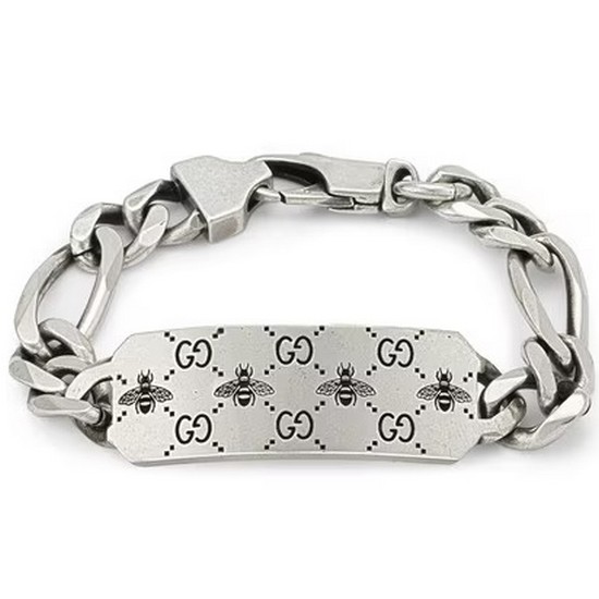 구찌 벌 GG 인그레이빙 체인 실버 팔찌 728264 J8400 0728
