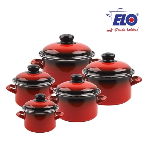 ELO 빨간법랑 깊은형 냄비 5종 (양수14,16,18,20,24)_이미지
