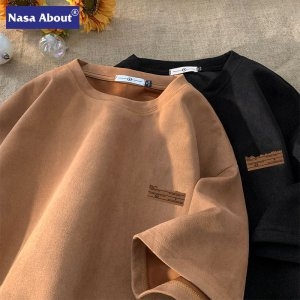 아미 NASA 트렌디 스웨이드 티셔츠 남성 여름 가을 헤비 -WW-4254 그린 가을 스웨트_이미지