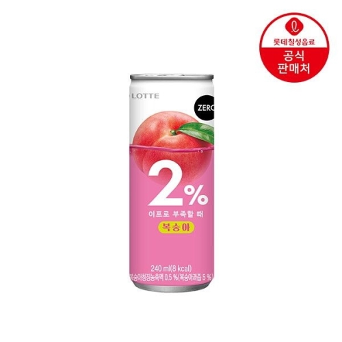 롯데칠성음료 2% 부족할때 복숭아 제로 240ml (30개)_이미지