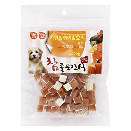 헬로도기 참좋은간식 치킨&연어&당근 큐브 100g (8개)_이미지