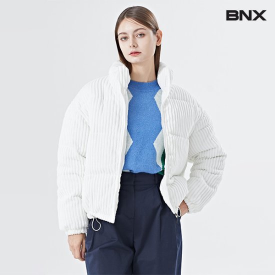 BNX 코듀로이 하이넥 스트링 패딩 점퍼 BV4JP005L0_이미지