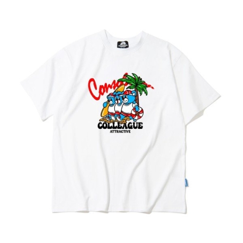 트립션 Colleage Bear 그래픽 티셔츠 (화이트)_이미지