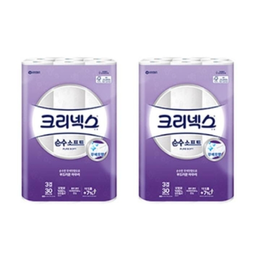유한킴벌리 크리넥스 순수 소프트 쿠션 33m (24롤) (2팩)