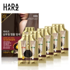 하라즈 샴푸형 앰플 염색제 10회분/새치염색약/5분 셀프염색 /염색샴푸