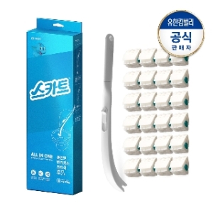 스카트 올인원 변기청소브러쉬_번들팩 핸들1+리필24 부케 아쿠아_이미지