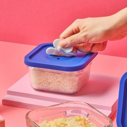 X 위글위글 햇밥용기 정사각 스마일위러브 440ml