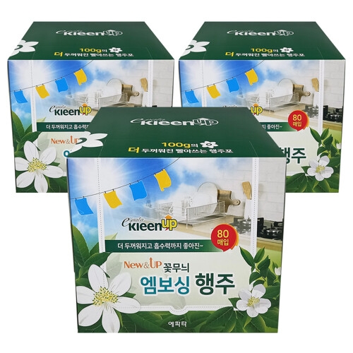 에파타 꽃무늬 엠보싱 행주 80매 (3팩)_이미지