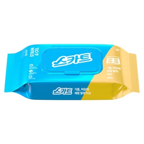 스카트 기름,찌든 때 세정 탈취 티슈 캡형 30매 (4팩)_이미지