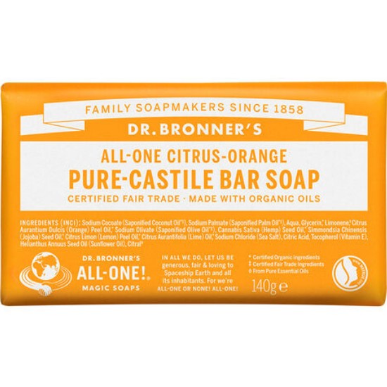 닥터브로너스 시트러스 오렌지 퓨어 캐스틸 바 솝 140g (1개)_이미지