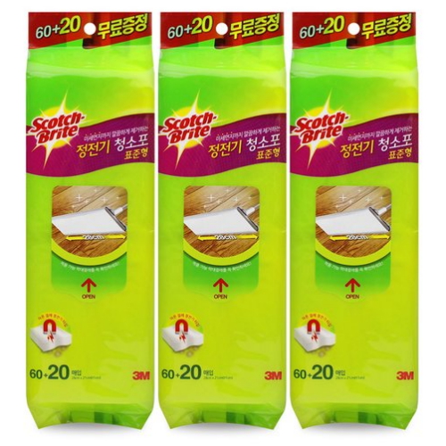 3M 스카치브라이트 정전기 청소포 표준형 80매 (3개)