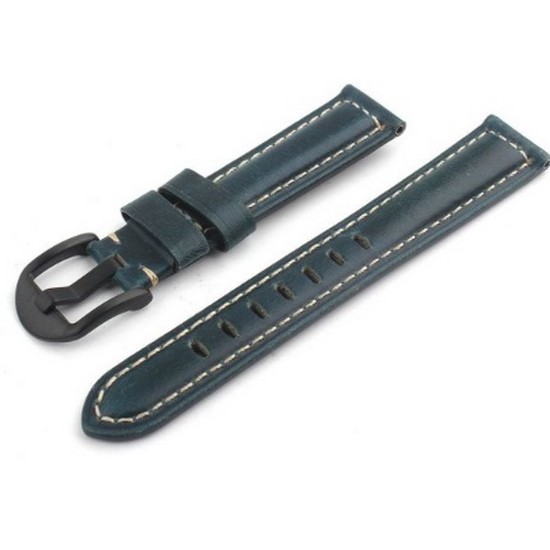 모든지 빈티지 가죽 손목시계 스트랩 (블루) (20mm)