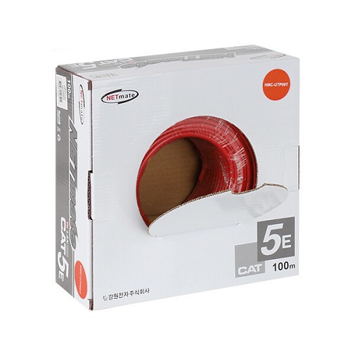 강원전자 NETmate NMC-UTP CAT.5e UTP 랜케이블 박스 (레드, 100m)