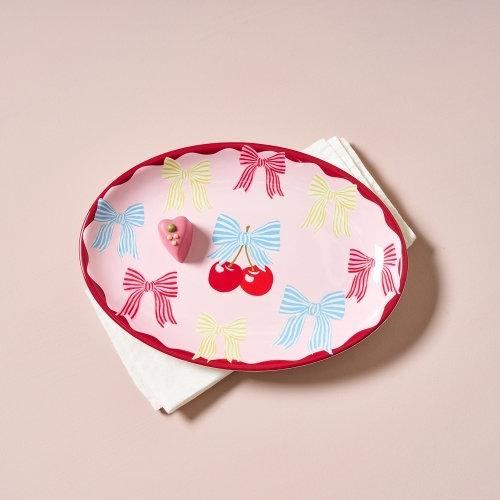 모던하우스 리본체리 멜라민 타원형 접시
