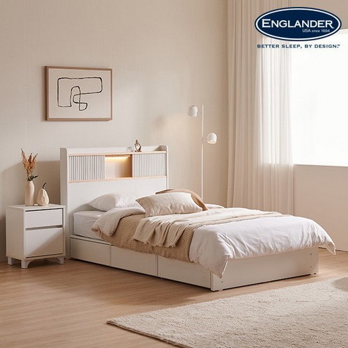 잉글랜더 센느 템바보드 편백나무 원목 수납 침대 K (Sweet스탠다드필로우탑본넬)_이미지