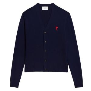 아미 스몰 하트 로고 울 가디건_HKC001 001 491 NAUTIC BLUE AIC111ny