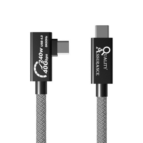 퀄리티어슈어런스코리아 썬더볼트4 40Gbps PD C to C타입 240W ㄱ자형 케이블 (3m, 2개)_이미지