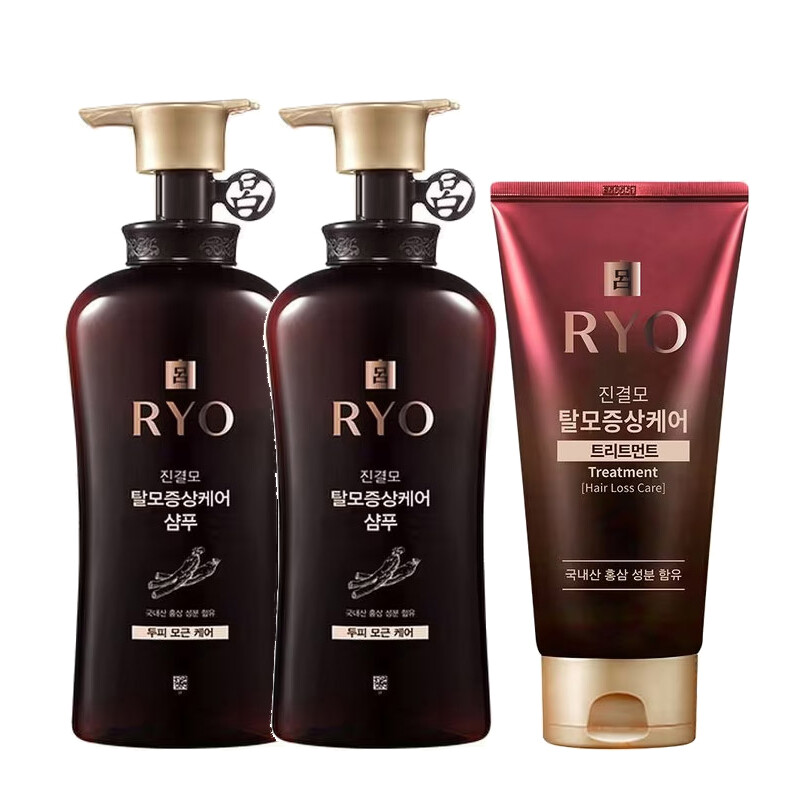 진결모 탈모증상케어 샴푸 두피모근케어 490ml 2개+트리트먼트 300ml 3종세트