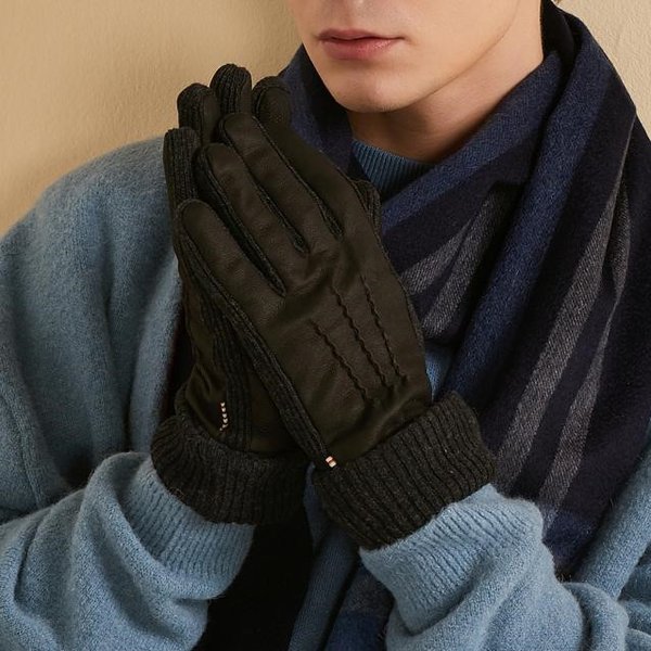 남성 블랙 산양가죽 스웨이드 장갑 DCGV1F171