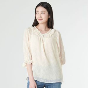 지센 여성 프릴 레이스 블라우스 LFWSM406_IV_이미지