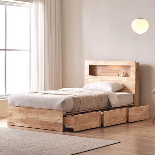 레임 3단 빅서랍 수납 원목 LED침대 SS