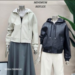 미니멈 MD 면배색 후드 리얼양가죽 점퍼 자켓 MD MZAKLJ2970_CJ