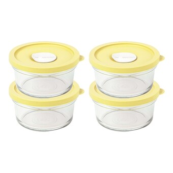 <b>글라스락</b> <b>렌지</b><b>쿡</b> 촉촉한 햇밥용기 원형 옐로우에디션 350ml