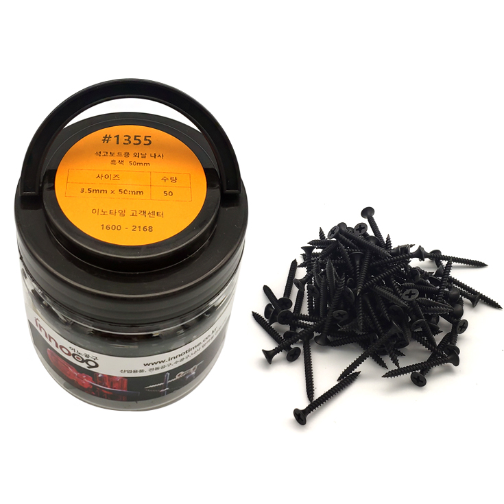 이노공구 석고보드용 외날 나사 흑색 50mm 1355 (50pcs)_이미지