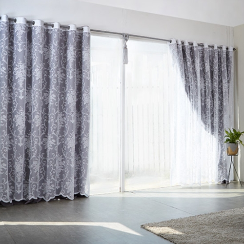 한스데코 로망2 레이스 이중 암막 커튼 세트 (4장, 침실형)_이미지