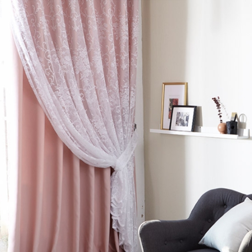 한스데코 로망2 레이스 이중 암막 커튼 세트 (4장, 침실형)_이미지