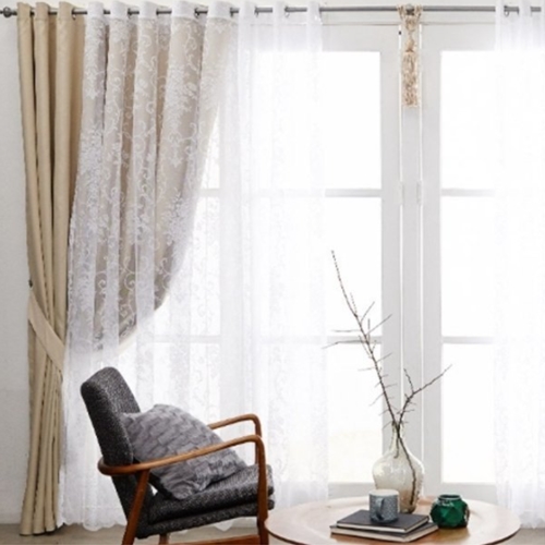 한스데코 로망2 레이스 이중 암막 커튼 세트 (4장, 침실형)_이미지