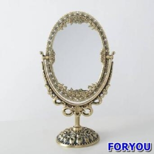 [불명] 퀸스골드 엔틱 양면탁상거울 타원형-대