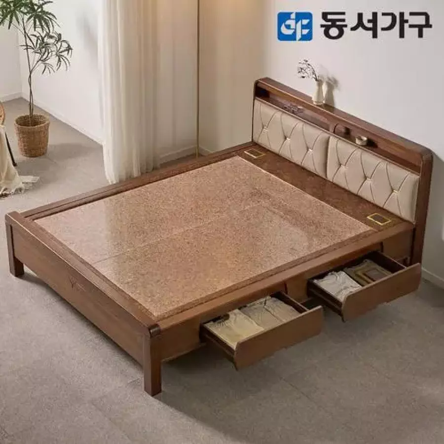 동서가구 가죽수납형 편백나무 인볼브 돌침대 Q