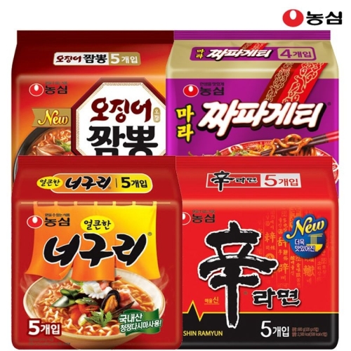 신라면5개 + 너구리5개 + 오징어짬뽕5개 + 마라짜파게티4개