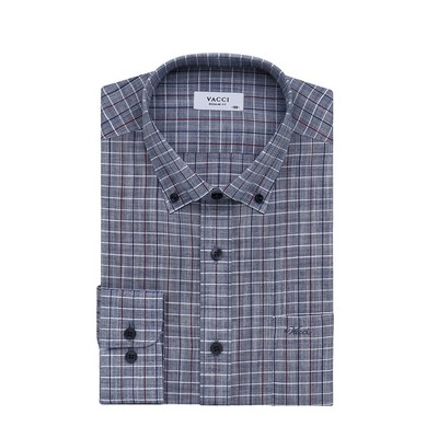 바찌 동아 남성 봄여름 긴소매 일반핏 바람솔솔시원하고 한 면60%혼방 땀흡수가잘되는회블루바탕에 흰색네이비레드 잔줄 스럽미니체크 .._이미지