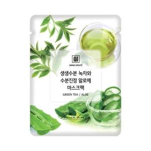 안나홀츠 순면 마스크팩 시트 진정 보습 수분 탄력 아데노신 셀룰로오스 1일 1팩 녹차 알로에 100매_이미지