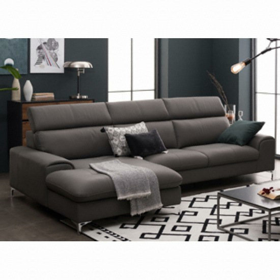 리바트 레체 카우치 헤드틸팅 천연가죽 소파 그레이 4인용_이미지